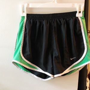 Nike black and green running shorts